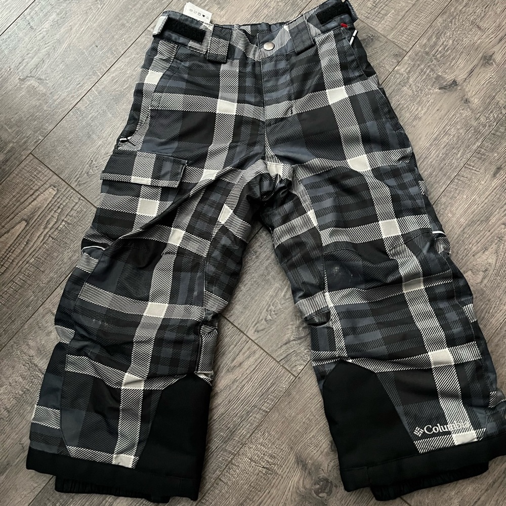 Columbia Bugaboo XXS 4 Years Blue &‎ Blk Plaid snow pants ski adjustable